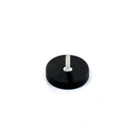 Rubber-coated pot magnet, 36mm, holds 7.5 KG, with threaded stud