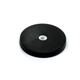 Rubber-coated pot magnet, 66mm, holds 20 KG, with internal thread
